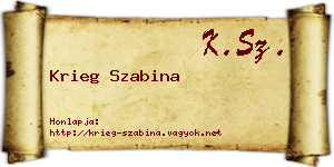 Krieg Szabina névjegykártya